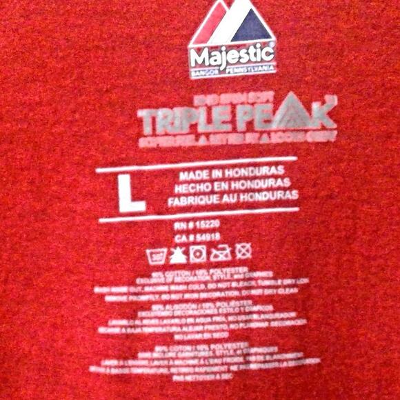 Majestic Washington Capitals T Shirt Size Large Red Triple Peak Ring Spun - Picture 4 of 4